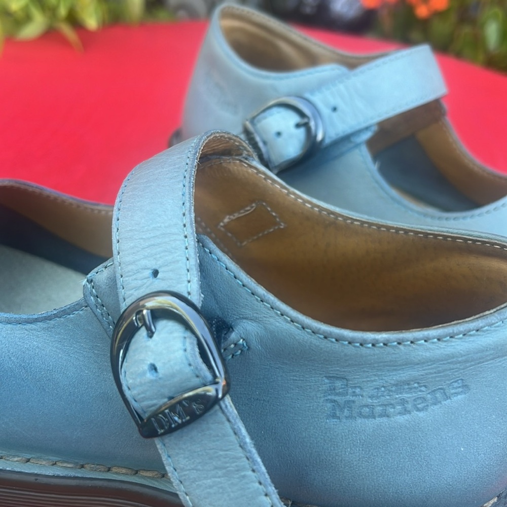 🏴 Blue Gray Vintage MIE Dr. Martens Chunky Mary Jane UK 7 EC❣️ - Picture 14 of 17